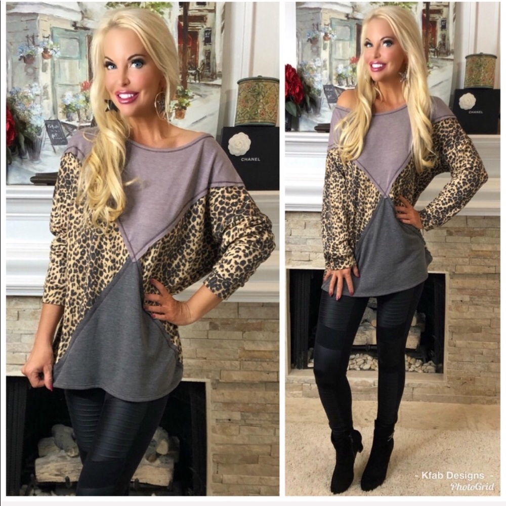 ❤️LAST 2! Animal Print Super Soft Color Block Top! - Picture 5 of 8